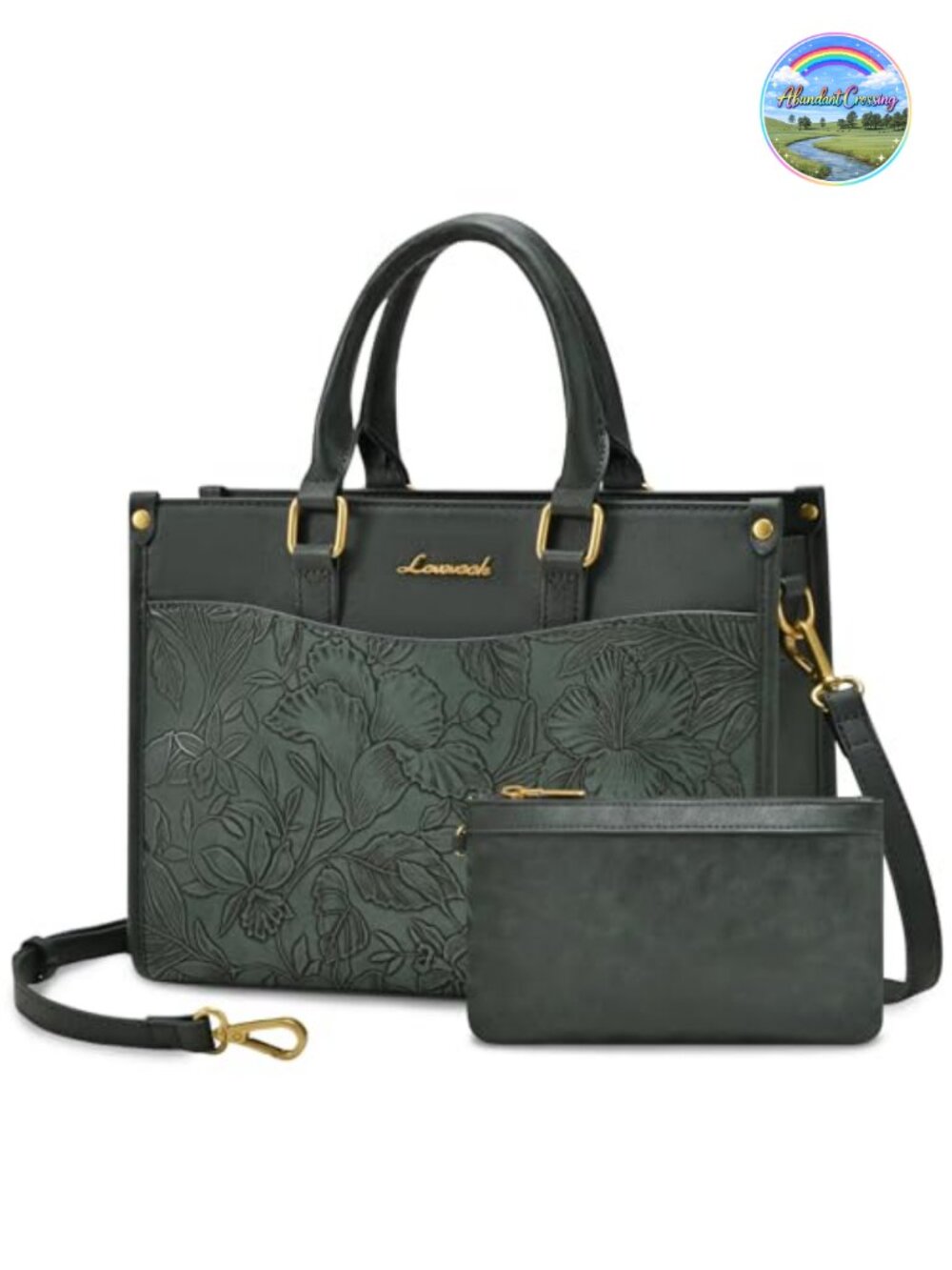 Vegan Leather Satchel Tote Set Top Handle Crossbody Shoulder Purse